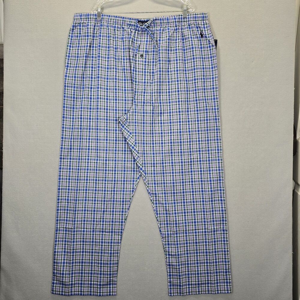 Polo Ralph Lauren Plaid Sleepwear Pants Blue Green Big Size 2X